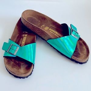 RARE Birkenstock Madrid Sandals Mirror Green 39 J. Crew Collaboration